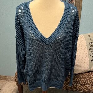 Torrid Teal Open-Knit Sweater